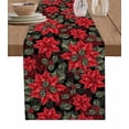 thumbnail image 1 of Ldtrchee Christmas Poinsettia Table Runner 108 Inches, Xmas Floral Botanical Red Black Bed Runner Dresser Scarves Tabletop for Indoor Outdoor Parties/Ceremony/Banquet, 13"x 108", 1 of 8