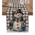 thumbnail image 1 of Ldtrchee Christmas Snowman Table Runner 108 Inches, Black and White Checkered Winter Snowflake Bed Runner Dresser Scarves Tabletop for Indoor Outdoor Parties/Ceremony/Banquet, 13"x 108", 1 of 8