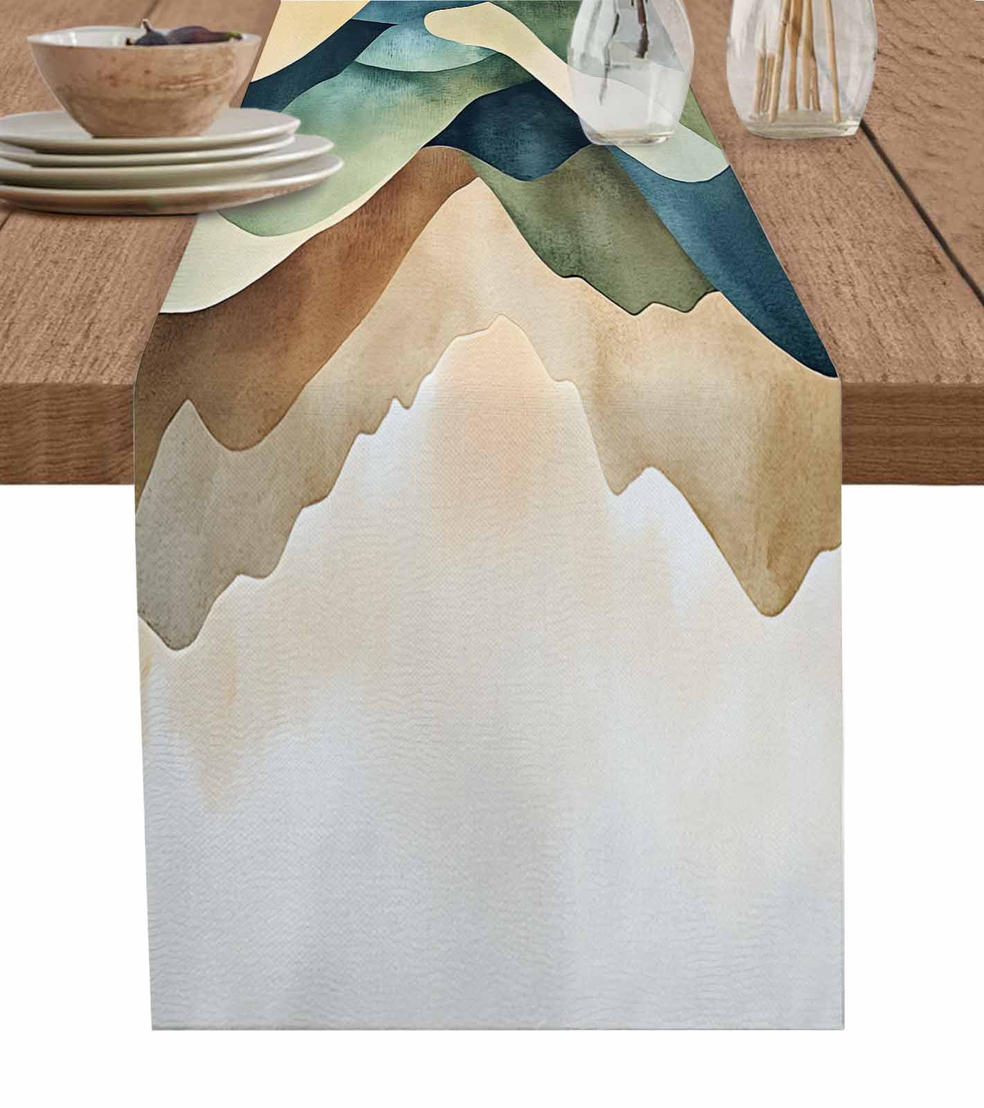 Ldtrchee Colorful Abstract Art Table Runner 72 Inches, Mountain Modern ...