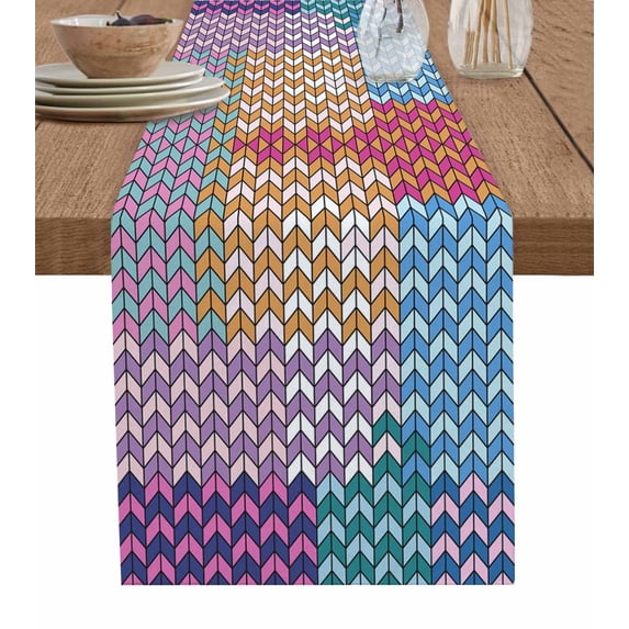 Ldtrchee Colorful Morocco Table Runner 72 Inches, Geometric Modern Abstract Art Bed Runner Dresser Scarves Tabletop for Indoor Outdoor Parties/Ceremony/Banquet, 13" x 72"
