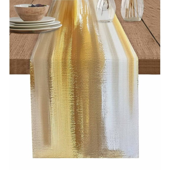 Ldtrchee Gold Brown Table Runner 72 Inches, Abstract Modern Minimalist Smear Art Ombre Bed Runner Dresser Scarves Tabletop for Indoor Outdoor Parties/Ceremony/Banquet, 13" x 72"