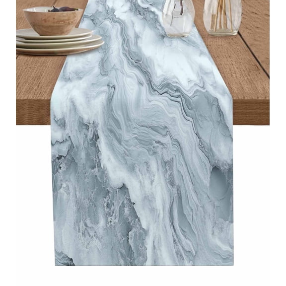 Ldtrchee Modern Marble Table Runner 36 Inches, Abstract Ink Painting Art Contemporary Bed Runner Dresser Scarves Tabletop for Indoor Outdoor Parties/Ceremony/Banquet, 13"x 36"