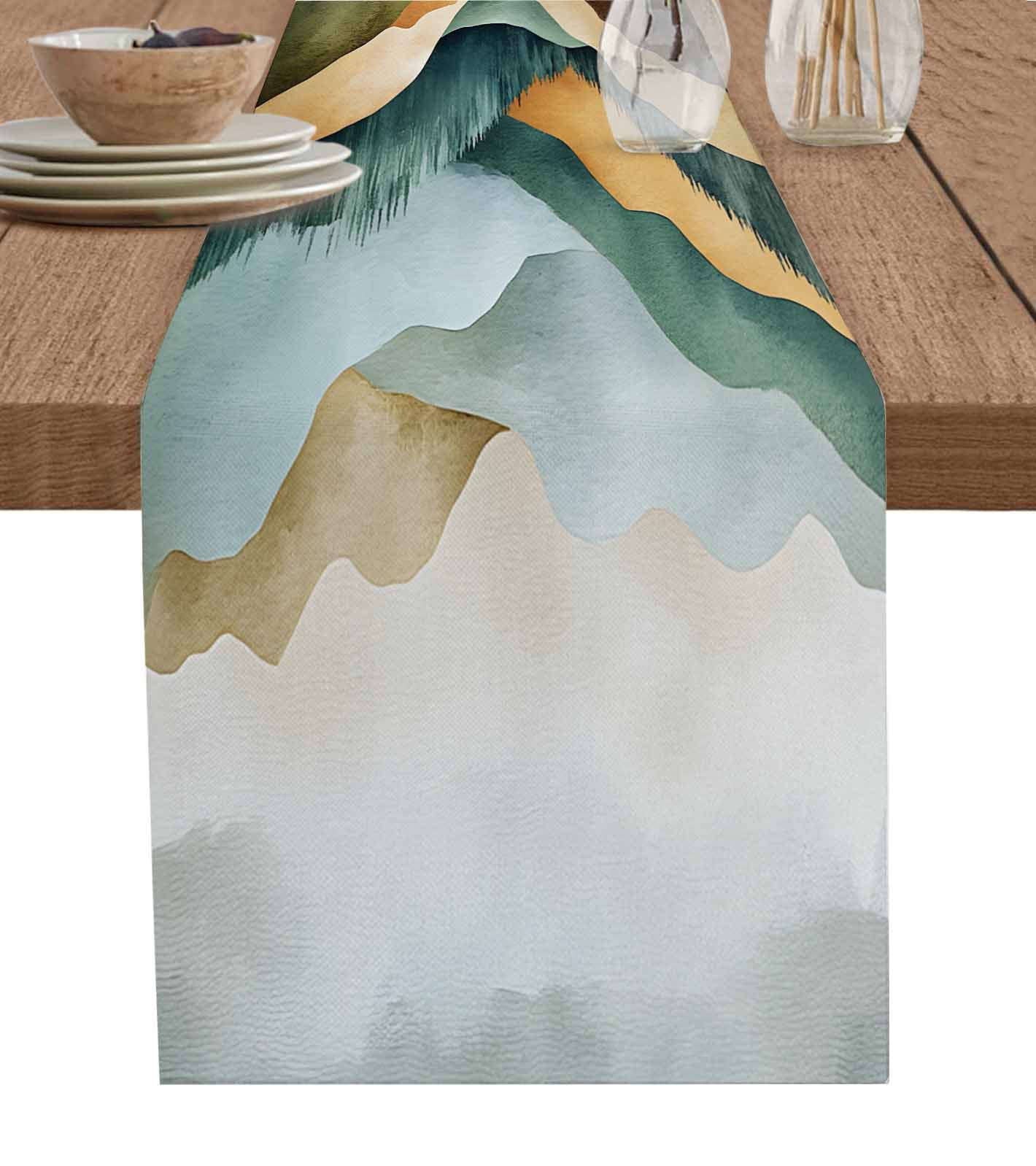 Ldtrchee Mountain Abstract Art Table Runner 72 Inches, Modern Art ...