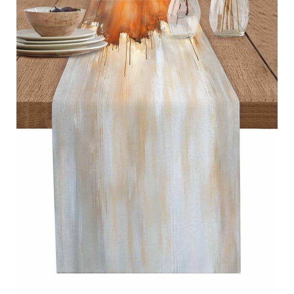 Ldtrchee Orange Abstract Table Runner 72 Inches, Modern Painting Coast Neutral Textured Bed Runner Dresser Scarves Tabletop for Indoor Outdoor Parties/Ceremony/Banquet, 16" x 72"