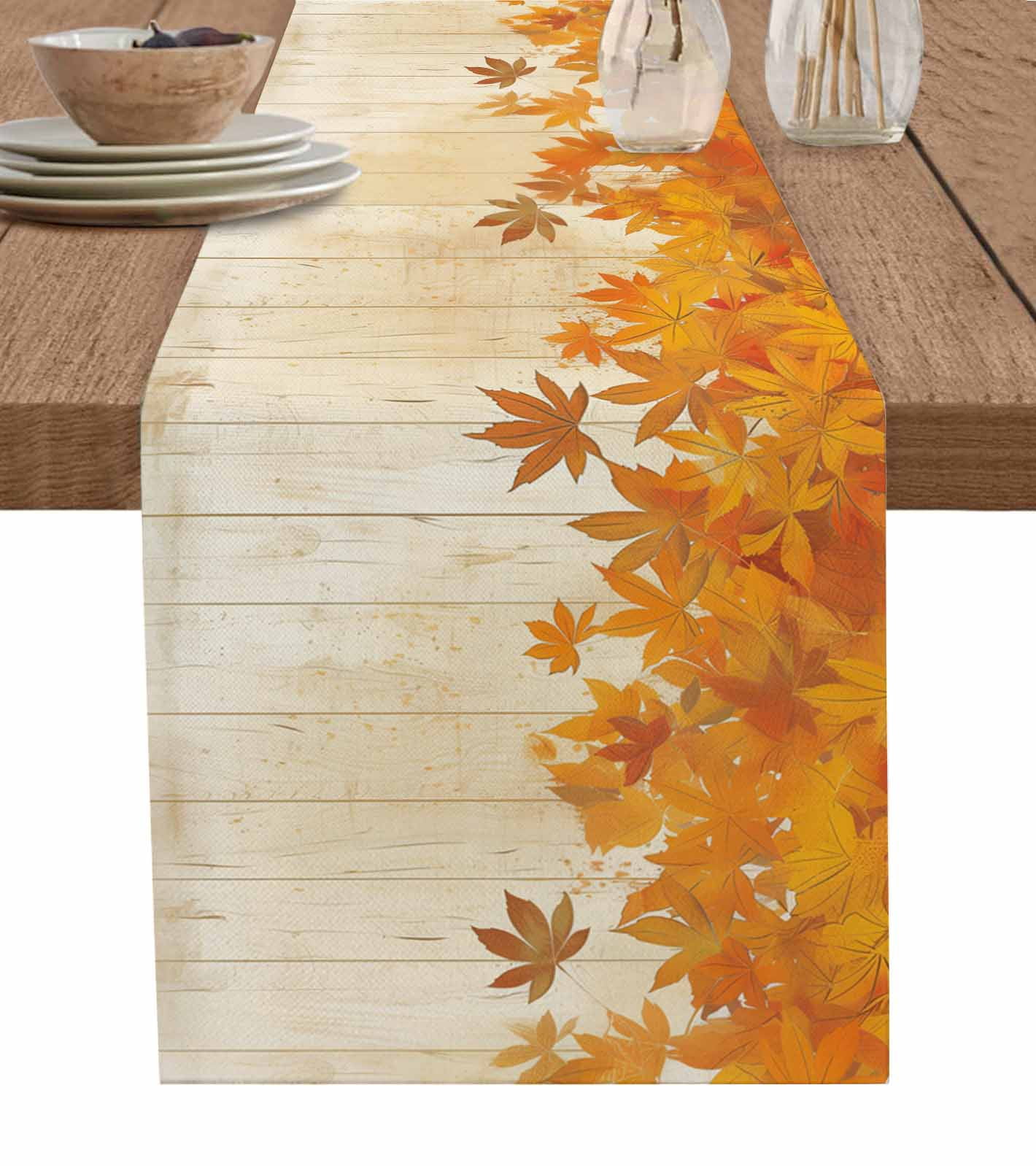 Ldtrchee Orange Botanical Fall Table Runner 90 Inches, Thanksgiving ...