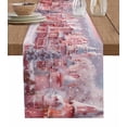 thumbnail image 1 of Ldtrchee Pink Christmas Table Runner 90 Inches, Pink Town Xmas Tree Snowflake Bed Runner Dresser Scarves Tabletop for Indoor Outdoor Parties/Ceremony/Banquet, 13" x 90", 1 of 8