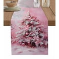 thumbnail image 1 of Ldtrchee Pink Christmas Tree Table Runner 72 Inches, Xmas Tree Oil Painting Bed Runner Dresser Scarves Tabletop for Indoor Outdoor Parties/Ceremony/Banquet, 18" x 72", 1 of 8