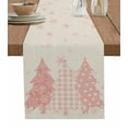 thumbnail image 1 of Ldtrchee Pink Christmas Tree Table Runner 72 Inches, Xmas Tree Winter Snowflake Rustic Bed Runner Dresser Scarves Tabletop for Indoor Outdoor Parties/Ceremony/Banquet, 14" x 72", 1 of 8