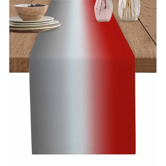 Ldtrchee Red Gray Ombre Table Runner 72 Inches, Modern Gradient Abstract Art Bed Runner Dresser Scarves Tabletop for Indoor Outdoor Parties/Ceremony/Banquet, 18" x 72"