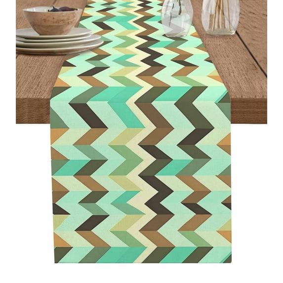 Ldtrchee Ripple Stripes Table Runner 72 Inches, Abstract Gradient Geometric Striped Bed Runner Dresser Scarves Tabletop for Indoor Outdoor Parties/Ceremony/Banquet, 14" x 72"