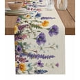 thumbnail image 1 of Ldtrchee Spring Floral Table Runner 60 Inches, Purple Flowers Summer Botanical Rustic Bed Runner Dresser Scarves Tabletop for Indoor Outdoor Parties/Ceremony/Banquet, 13" x 60", 1 of 8