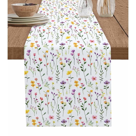 Ldtrchee Spring Floral Table Runner 70 Inches, Elegant Summer Botanical Colorful Pastoral Bed Runner Dresser Scarves Tabletop for Indoor Outdoor Parties/Ceremony/Banquet, 13" x 70"