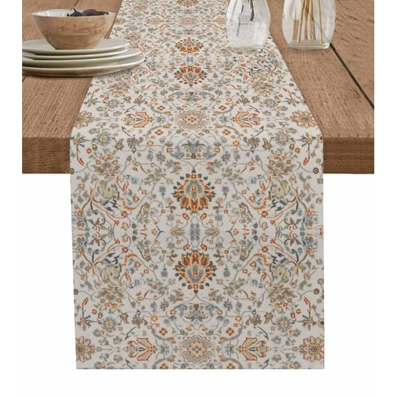 Ldtrchee Vintage Boho Table Runner 70 Inches, Retro Southwestern Ethnic Mexican Floral Bed Runner Dresser Scarves Tabletop for Indoor Outdoor Parties/Ceremony/Banquet, 13" x 70"