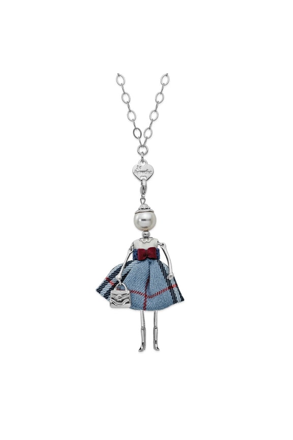 Silver-tone Sim.Pearl Doll Charm w/Chain