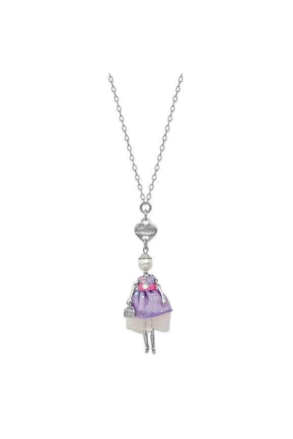 Le Amiche Silver-tone Swar Sim.Pearl Strass Crystal Pink/Purple Doll Neck; for Adults and Teens; for Women and Men