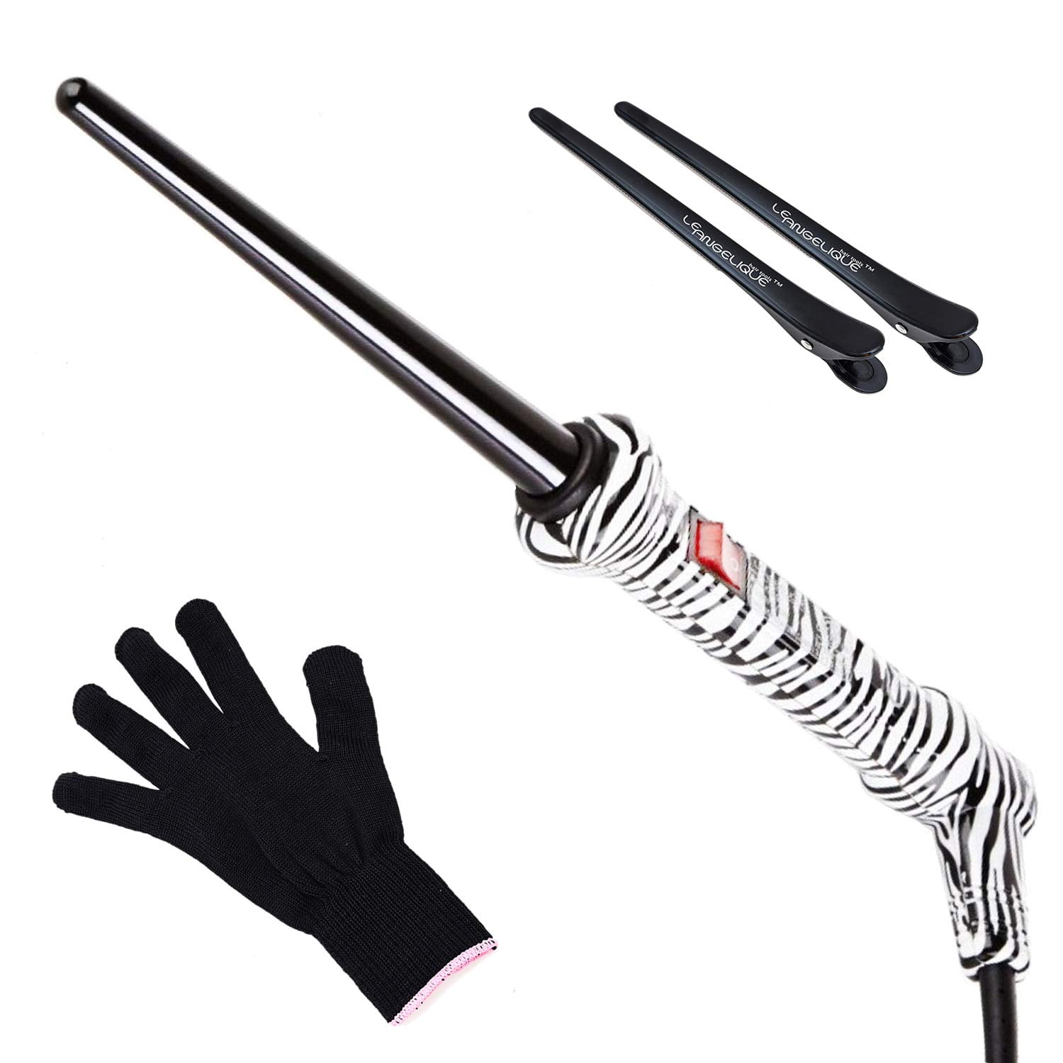 【新品】INGRACE Vellena curl iron 32mm Le Angelique 1/4 to 3/4 Inch Tapered Ceramic Curling Wand for Thin