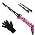 thumbnail image 1 of Le Angelique 1/4 to 3/4 Inch Tapered Ceramic Curling Wand for Thin Hair & Tight Curls - 9-18mm Professional Clipless Curler Iron with Glove and 2 Clips | 430F Instant Heat | Dual Voltage - Pink Zebra, 1 of 4