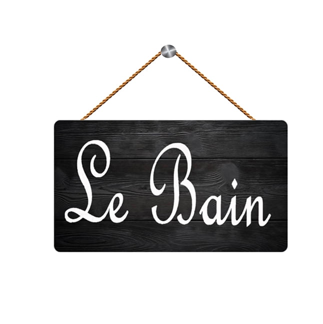 Le Bain Restroom Bathroom Wooden Sign Wall Hanging Sign 12X6 Inch ...