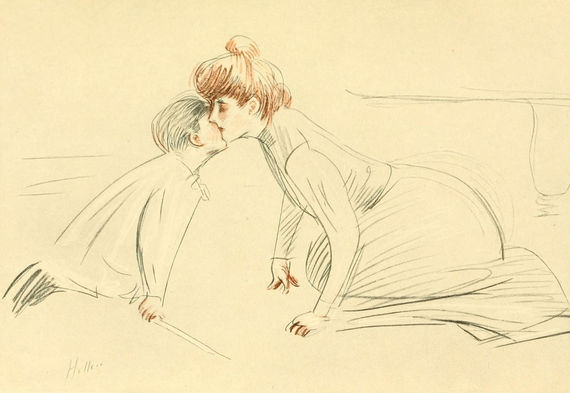 Le Baiser Distant Canvas Art - Paul Csar Helleu (24 x 36)