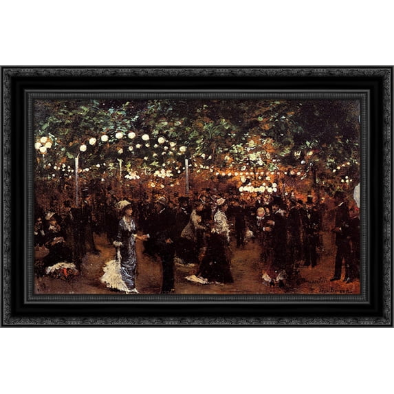 Le Bal Mabile 24x17 Black Ornate Wood Framed Canvas Art by Beraud, Jean