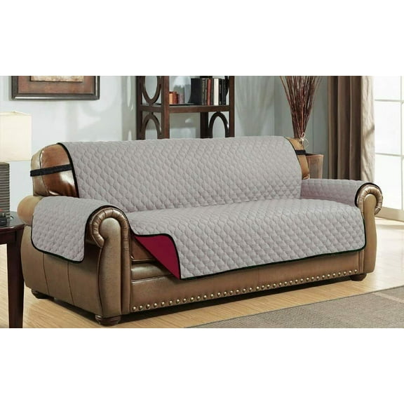 Le Benton Reversible Sofa Cover Quilted Pet Couch Slipcover Black/Gray