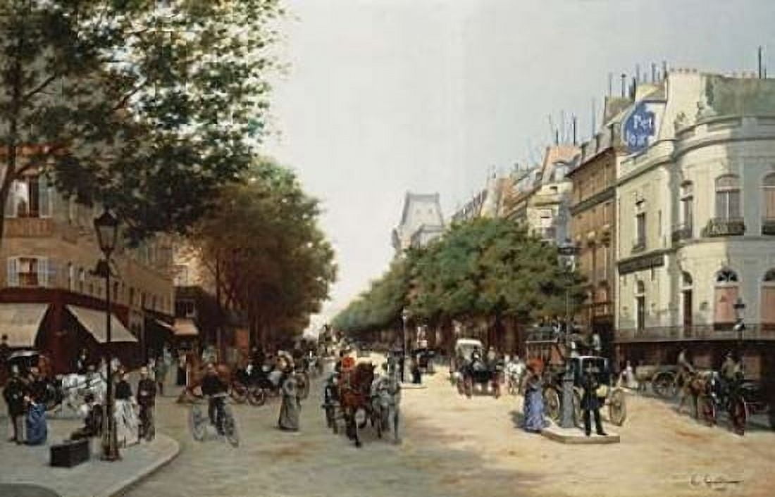 Le Boulevard Des Italiens Paris Canvas Art - Edmond Georges Grandjean (24 x 36)