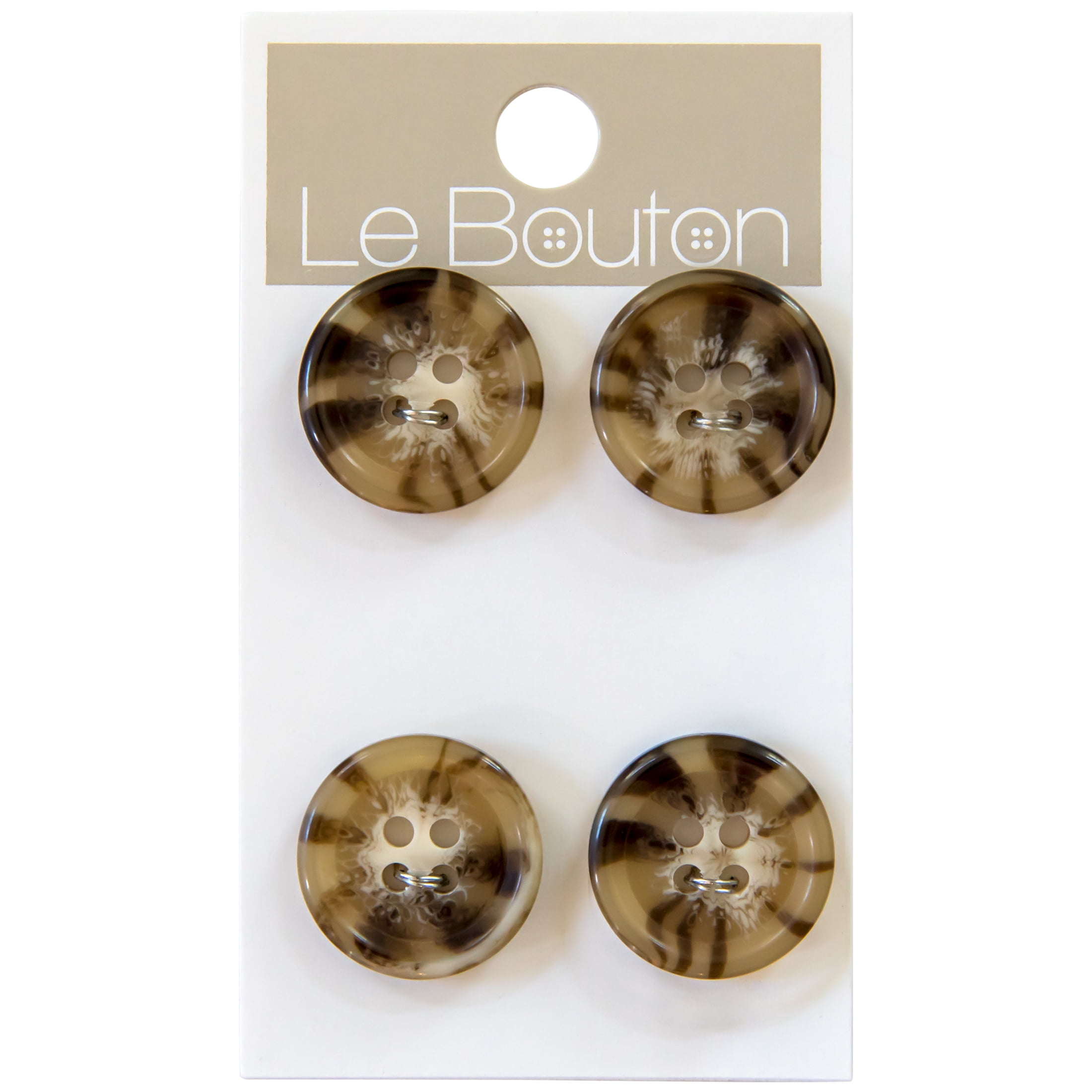 Le Bouton Brown 3/4 4-Hole Buttons, 4 Pieces, 100% Urea