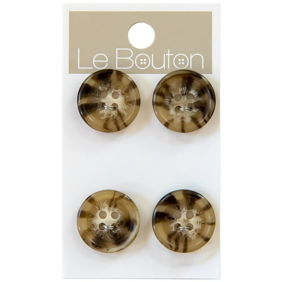 Le Bouton Beige 3/4" 4-Hole Buttons, 4 Pieces, 100% Urea