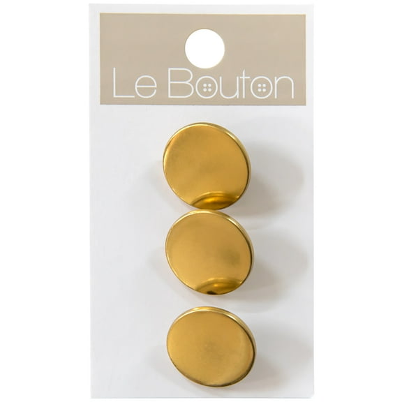 Le Bouton Gold 3/4" Round Shank Buttons, 3 Pieces