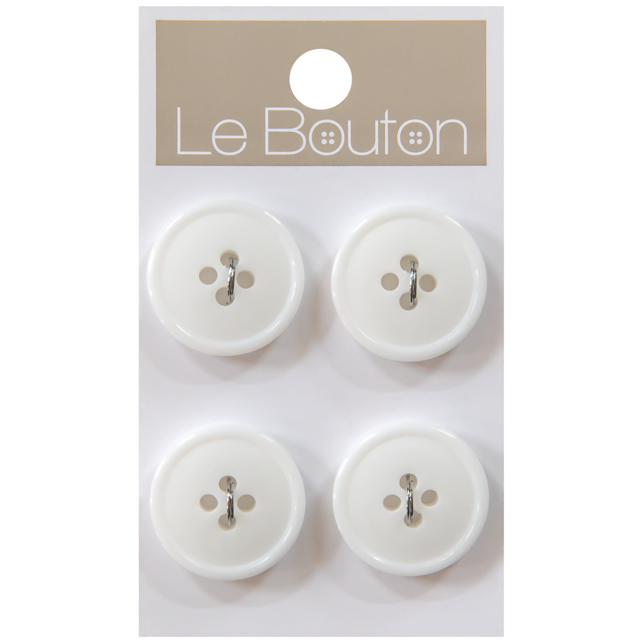 Le Bouton Large White Buttons, 6-Pack
