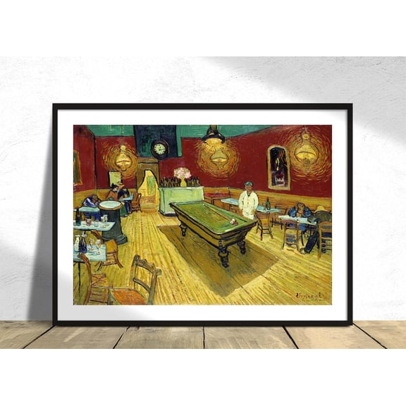 Le Café De Nuit The Night Café, Vincent Van Gogh, Vintage Print, Reproduction, Old Illustration, Impressionism Famous Art, Retro #4012, Stretched Canvas Size 8x12