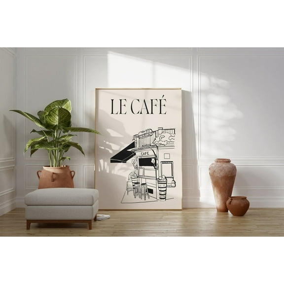 Le Cafe Print // Aesthetic Kitchen Decor, Coffee Bar Poster, Fun Apartment Wall Art, French Print, French Cafe Print, Wall Art, Modern Wall Decor, 8x12 UNFRAMED