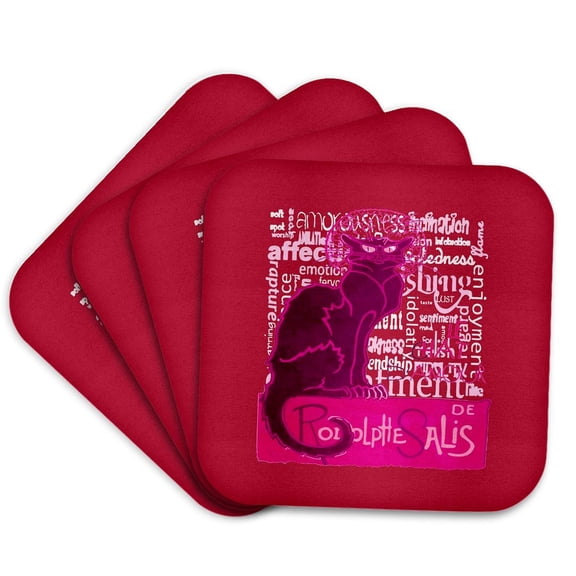 3drose, Le Chat D Amour and the Meaning of Love, Set of 4 Coasters - Soft