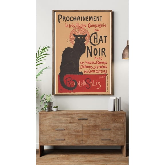 Le Chat Noir Poster, Vintage French Black Cat Wall Art, Unframed Paper Poster 8x10in