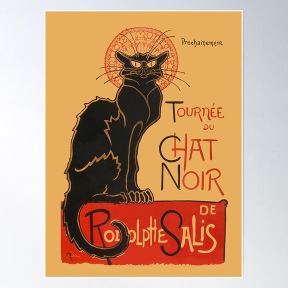 Le Chat Noir (The Black Cat) Vintage Poster Poster Wall Art, Modern Wall Decor For Living Room Bedroom, 16x24 UNFRAMED