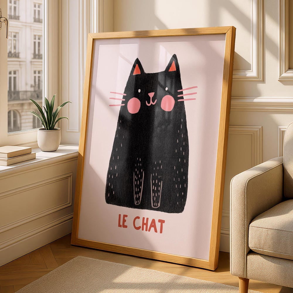 Le Chat Poster, Cat, Black Cat, French - Walmart.com