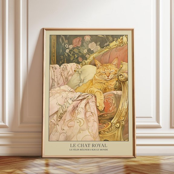 Le Chat Royal French Style Feline Wall Decoration, Unframed Poster