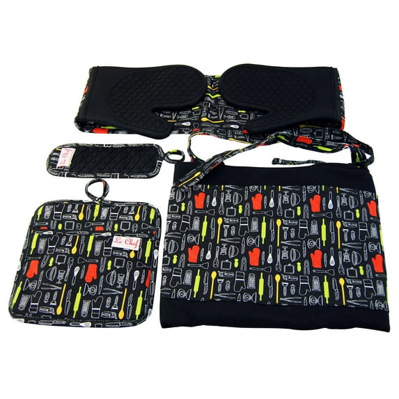 Le Chef 4PC Set In Kitchen Tools Print Diamond BLACK