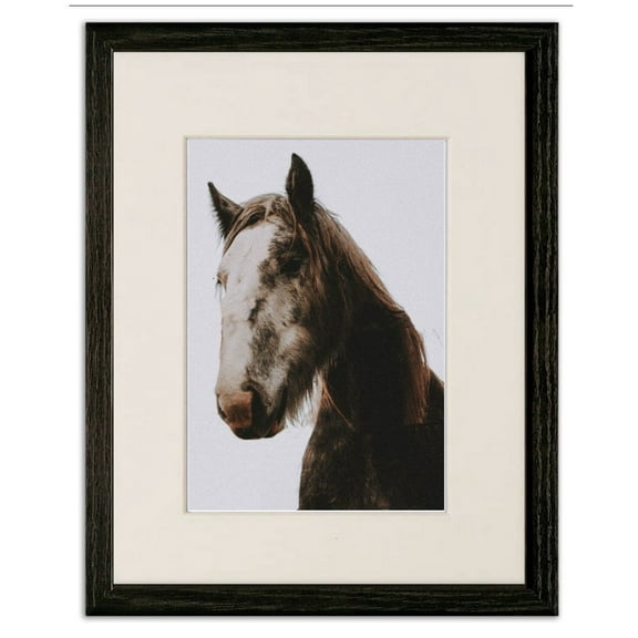 Le Cheval (the Horse) 11"x14" Black Wood Frame Art Print featuring 8x10 Mat and Real Glass
