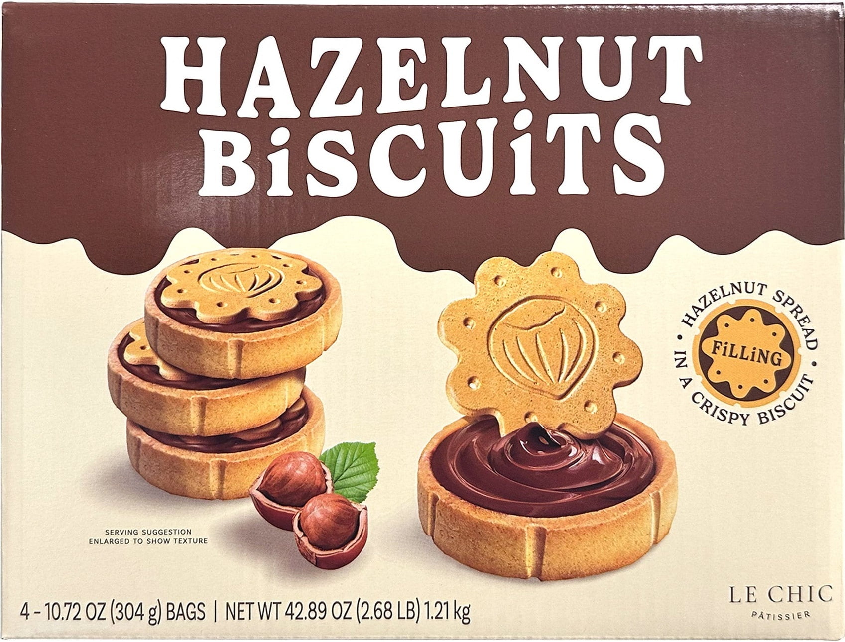 Le Chic Patissier Hazelnut Filling Biscuits 42.89oz/(4bags
