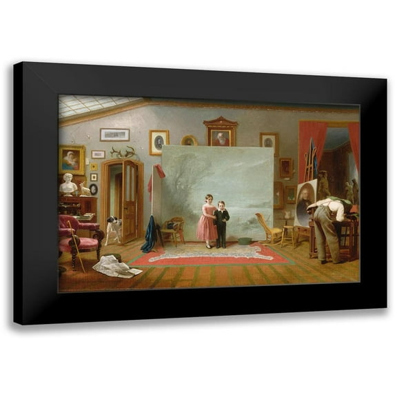 Le Clear, Thomas 14x11 Black Modern Framed Museum Art Print Titled - Interior with Portraits