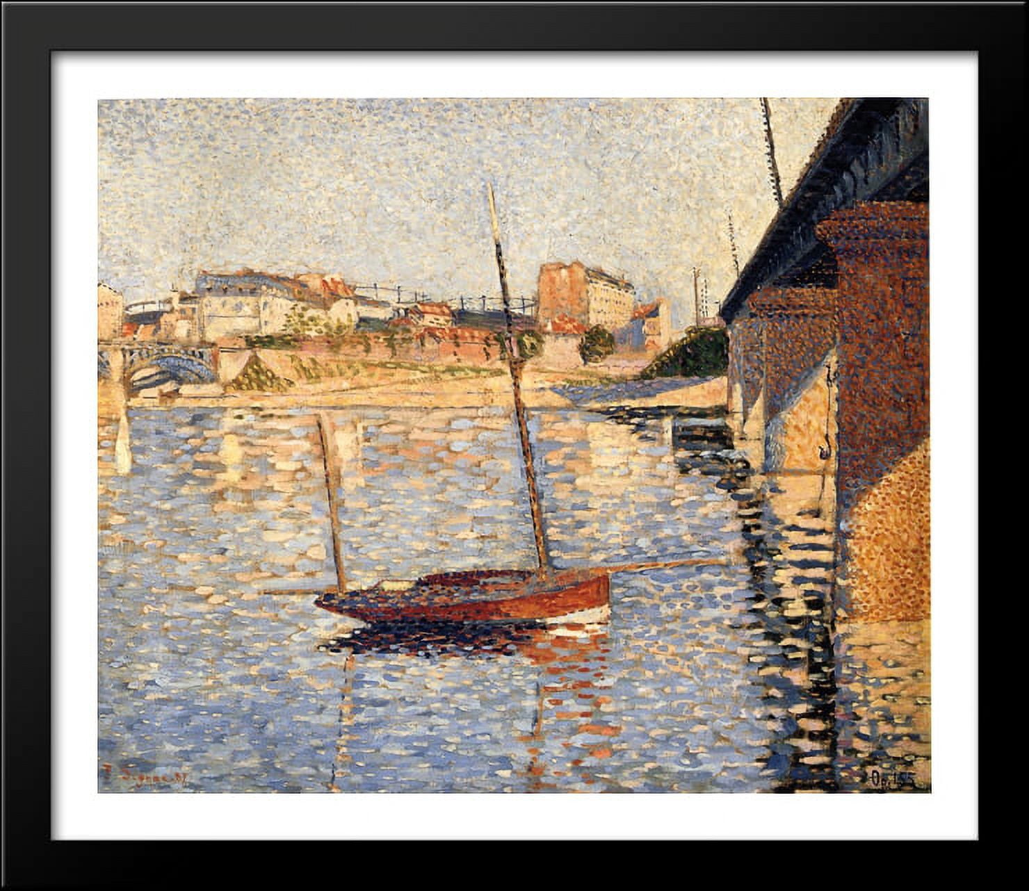 Le Clipper, Asnieres 32x28 Large Black Wood Framed Print Art by Paul Signac
