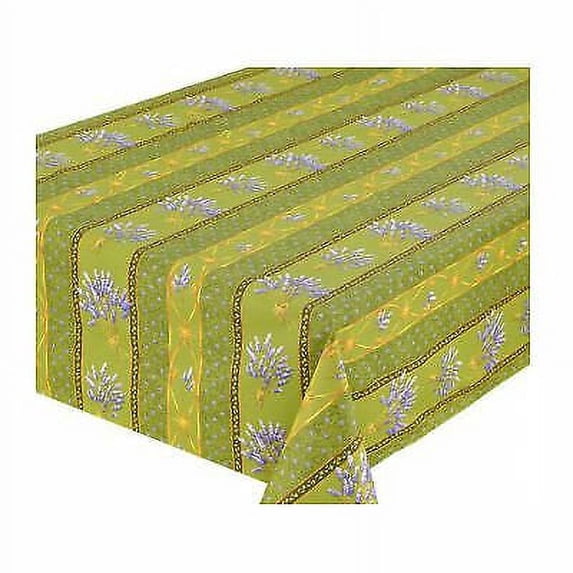 Le Cluny French Provence Tablecloth, 52" x72" Rectangular, Coated Cotton Easy Care, Lavender Green
