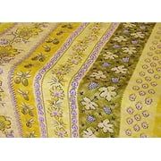 Le Cluny French Provence Tablecloth, 60" x 96" Rectangular, Coated Cotton, Easy Care, Monaco Yellow-Green