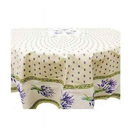 Le Cluny Lavender Creme Coated Tablecloth 70" Round