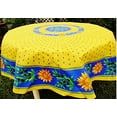 thumbnail image 1 of Le Cluny, Sunflower Blue and Yellow French Provence 100 Percent Coated Cotton Tablecloth, 70 Inch Round, 1 of 2