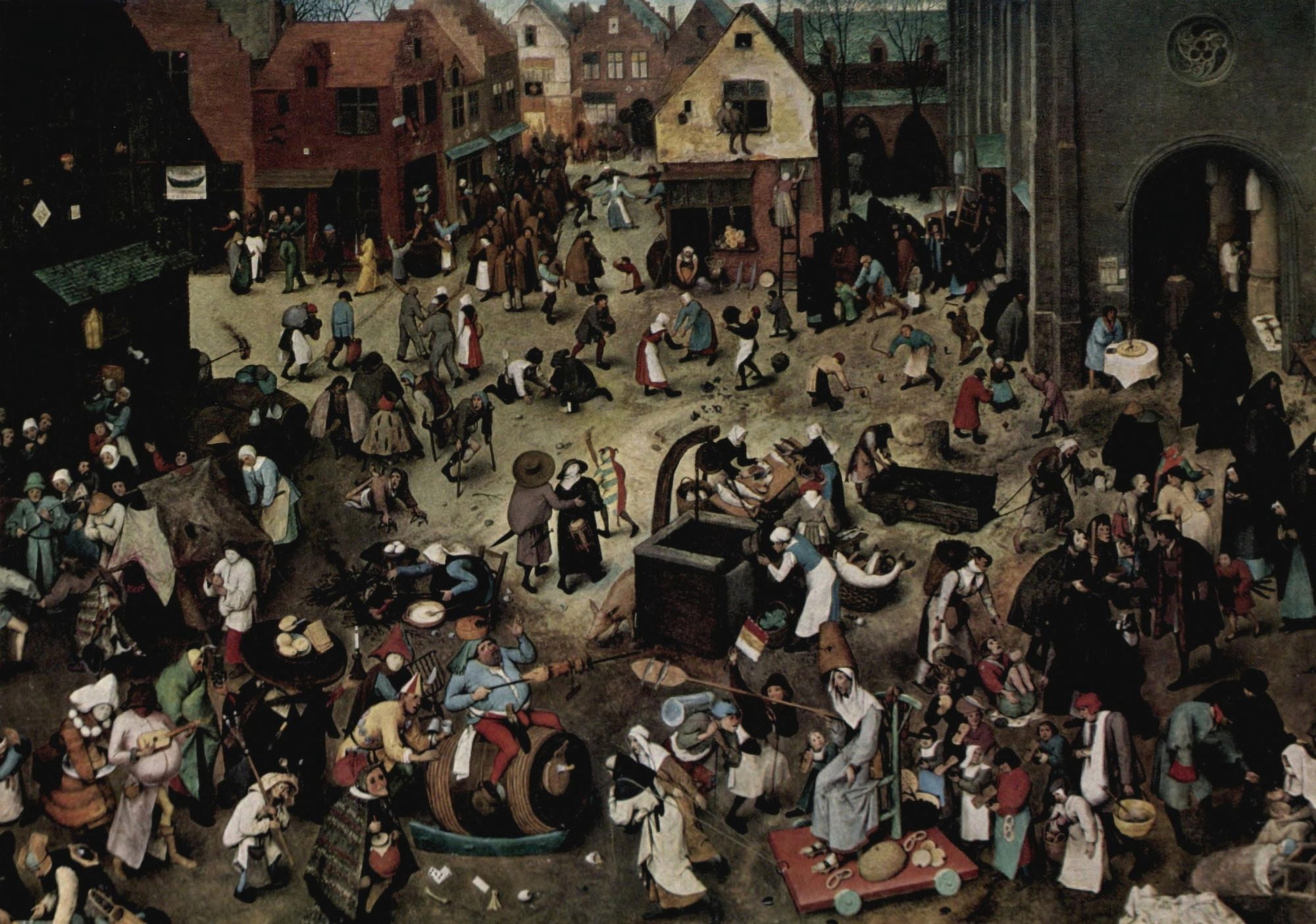 Le Combat de Carnaval et Carume Canvas Art - Pieter Bruegel (18 x 24)