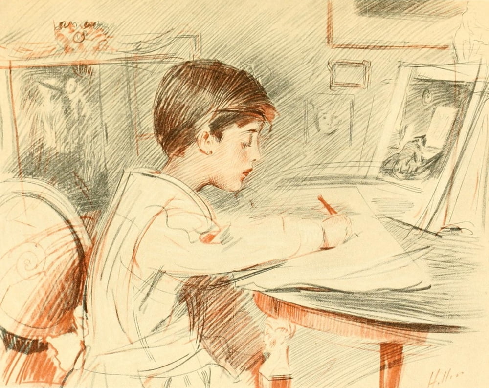 Le Copiste de Chardin Canvas Art - Paul Csar Helleu (18 x 24)