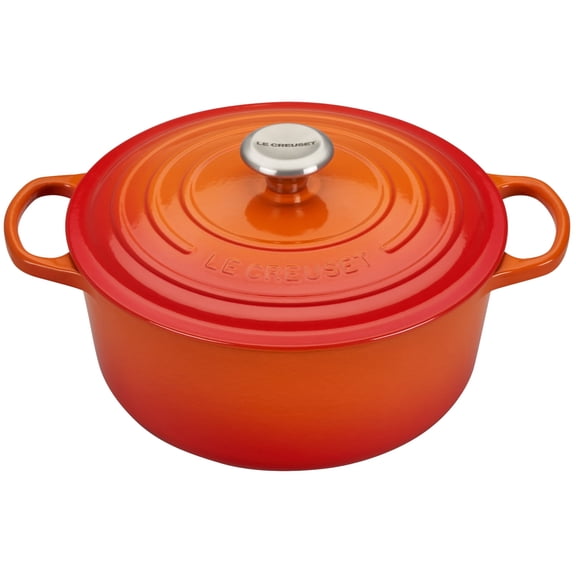 Le Creuset Enameled Cast Iron Signature Round Dutch Oven with Lid, 5.5 Quart, Flame 5.5 Qt Flame