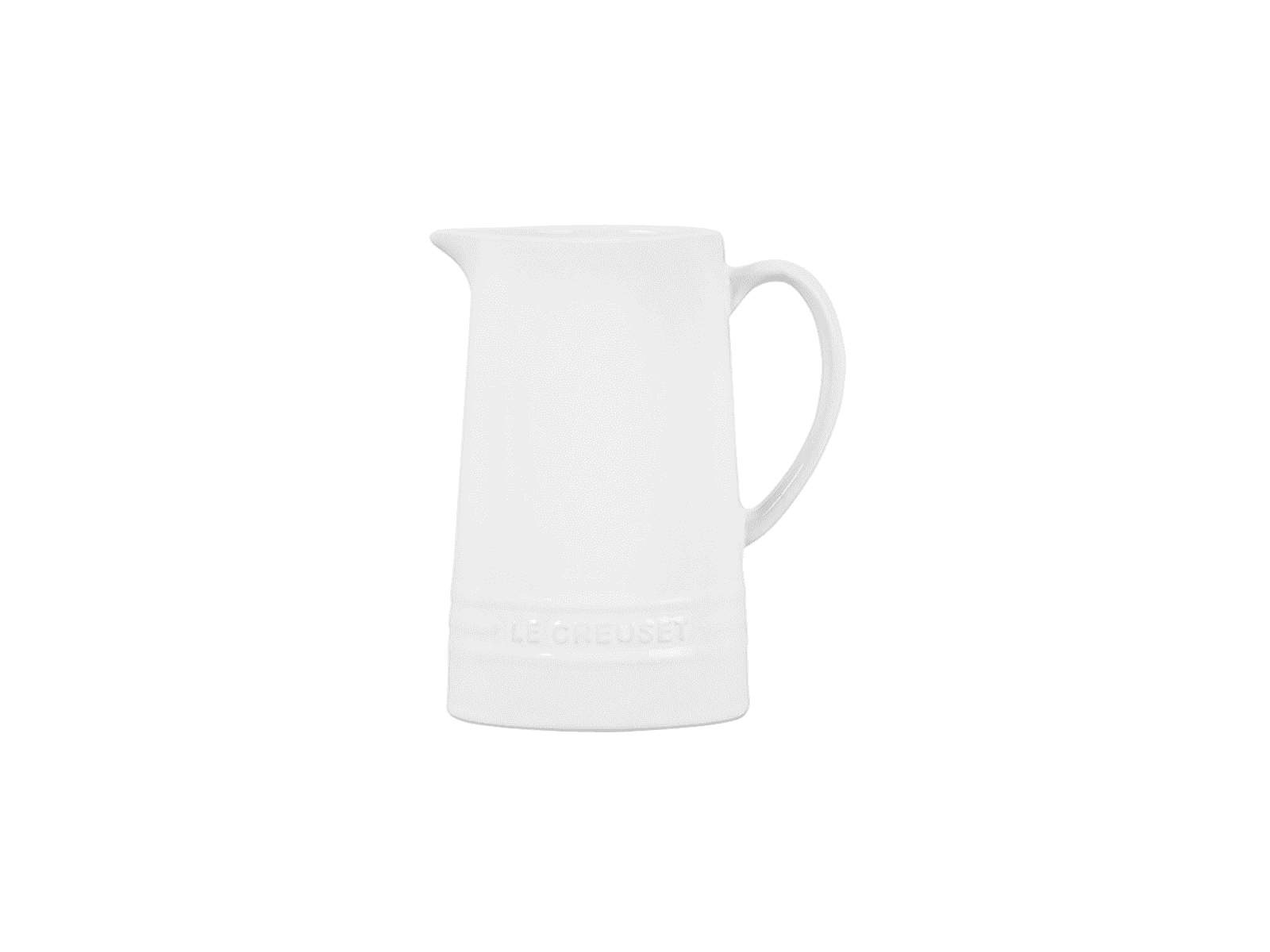 White Stoneware Cylinder Pitcher with Ribbed Design, 10 oz